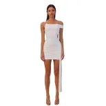 White Off Shoulder Bodycon Dress Elegant Spring Summer Style Perfect for Parties and Events Whol