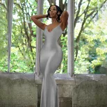 Spring Summer Womens Dress Deep V Neck Backless Slim Fit Sexy Style Perfect for Parties and Casu