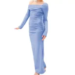 Bodycon Long Sleeve Dress Sexy Off Shoulder Design Slim Fit Comfortable Fabric Perfect for Autum