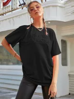 Casual Loose Fit T Shirt Comfortable Trendy Letter Print Everyday Wear Wholesale Available