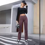High Waisted Straight Leg Jeans Vintage Style Casual Fashion Versatile Fit Womens Apparel Wholes