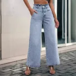 High Waisted Straight Leg Loose Fit Jeans Slimming Design Comfortable Fabric Versatile Style Who