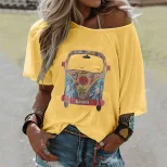 Womens Fashion Short Sleeve T Shirt Trendy Print Design Casual Wear for Everyday Use Wholesale A