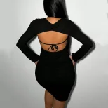 Womens Sexy Backless Dress High Waist Bodycon Fit Spring Summer Style Perfect for Parties or Cas