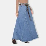 High Waisted Vintage Denim Skirt Casual Style Comfortable Fit Versatile for Everyday Wear Wholes