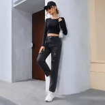Slim Fit Ripped Straight Leg Jeans Womens Casual Denim Trousers Trendy for Everyday Wear Ready t