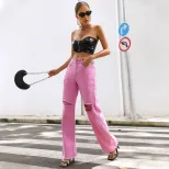Fashionable Distressed Wide Leg Pants Loose Fit Straight Cut Spring Summer Style Wholesale Avail