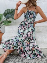 Floral Print Maxi Dress Casual Style Elegant Vibes Sleeveless Lightweight Fabric Perfect for Sum