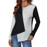 Fashionable Color Block V Neck T Shirt Womens Casual Style Perfect for Everyday Wear Wholesale A