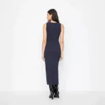 Knot Detail Bodycon Dress Sleeveless Round Neck Side Slit Knitted Fabric Elegant Style Perfect f