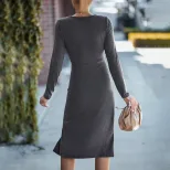 Elegant Womens Midi Dress Chic Simple Versatile Spring Summer Office Wear Wholesale Available
