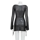 Summer Womens Sheer Mesh Bikini Cover Up Slim Fit Square Neck Fashionable Sexy Perfect for Beach