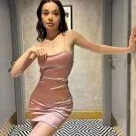 Velvet Bodycon Dress Sexy Backless Design Adjustable Straps Slim Fit Ideal for Parties and Night