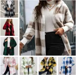 Loose Fit Plaid Cardigan Cozy Knit Fashionable Design Perfect for Fall Wholesale Available fast