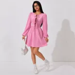 Sweet Pink Midi Dress for Women Youthful Design Spring Summer Style Comfortable Fabric Wholesale