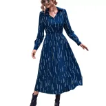 Klein Blue Long Sleeve Dress Elegant Design Comfortable Fit Versatile Style Perfect for Parties