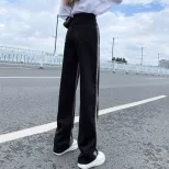 跨境渐变直筒牛仔裤女2023春秋新款韩版学生高腰宽松拖地阔腿长裤