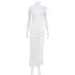 Lace Cami Dress Sheer Backless Split Hem Ruffled Edges Evening Wear Party Dress Wholesale Availa