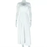 Elegant A Line Maxi Dress V Neck Short Sleeve Pleated Backless Perfect for Evening Events Wholes