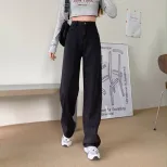 秋季黑色高腰牛仔裤女直筒宽松2022新款拖地阔腿裤子ins潮