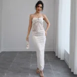 Lace Bustier and Midi Skirt Set High End Slim Fit Vacation Style Perfect for Summer Getaways Who