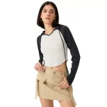 Womens Color Block Hooded Long Sleeve T Shirt Slim Fit Irregular Hem Spring Summer Style Wholesa