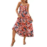 Summer Vacation Dress Casual Beach Style Floral Print Sleeveless Comfortable Fabric Wholesale Av
