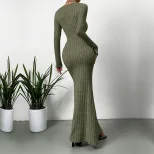 Off Shoulder Maxi Dress Slim Fit Ankle Length Spring Summer Vacation Style Wholesale Available