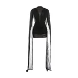Fashionable Womens Bodycon Dress Sheer Mesh Ruffled Design Stylish Tie Details Perfect for Autum