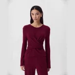 Womens Soft Modal Two Piece Set Casual Tie Waist Top and Cuffed Pants Spring and Autumn Fashion