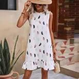 Loose Floral Print Sleeveless Dress Comfortable Fit Lightweight Fabric Summer Style Available fo