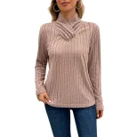 Womens Long Sleeve Top Solid Color Mid Neck Casual Style Perfect for Autumn Wear Wholesale Avail
