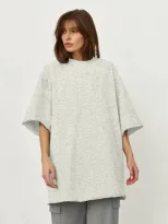 Womens Loose Fit Cotton T Shirt 260g Fabric Short Sleeve Solid Color Spring Summer Casual Wear W