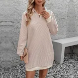 Fashionable Womens Sweatshirt Dress Solid Color Lapel Collar Long Sleeve Autumn Style Wholesale