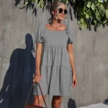 Knitted Square Neck Dress Simple Style Solid Color Elegant Fit Perfect for Casual or Formal Occa