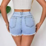 Womens Distressed Denim Shorts Elegant Fashionable Versatile Summer Casual Wear Wholesale Availa