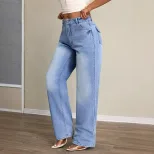 High Waisted Loose Fit Wide Leg Jeans Comfortable Denim Casual Style Versatile for Everyday Wear