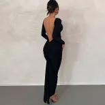Elegant Backless Evening Dress Sexy Long Silhouette European and American Style Perfect for Part