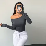 Womens Sexy Slim Fit T Shirt Open Back Design Stylish Comfortable Fabric Autumn Winter Wear Whol