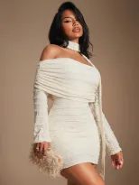 Off Shoulder Dress Summer Bodycon Fit Halter Neck Textured Fabric Short Length Wholesale Available