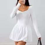 Womens White Bodycon Mini Dress High Waist Slim Fit Simple Design Spring Summer Fashion Wholesal