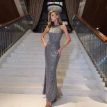 Backless Halter Neck Sequin Dress Slim Fit Elegant Mermaid Style Perfect for Evening Events Whol