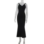 Elegant V Neck Backless Mermaid Maxi Dress Slim Fit Sexy Silhouette High Quality Fabric Perfect