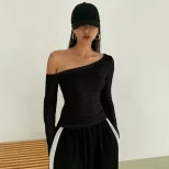 Off Shoulder T Shirt Trendy Design Long Sleeve Spring Summer Style Womens Fashion Top Wholesale