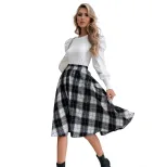 High Waisted A Line Plaid Skirt Fashionable Versatile Elegant Perfect for Casual or Office Wear
