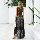 Plus Size Lace Panel High Low Dress Elegant Sexy Design for Parties Available in Various Colors