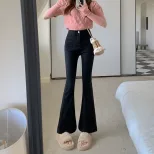 欧洲站高腰牛仔裤女2022秋冬新款韩版时尚微喇叭复古显瘦阔腿裤潮