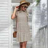 Blue Loose Floral Chiffon Dress Summer Fashion Comfortable Fit Elegant Style Wholesale Available