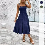 Summer Womens Backless Solid Color Cami Dress Slim Fit Sexy Casual Style Wholesale Available