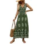 Sleeveless Bohemian Print Dress Vacation Style Adjustable Straps Comfortable Fabric Wholesale Av